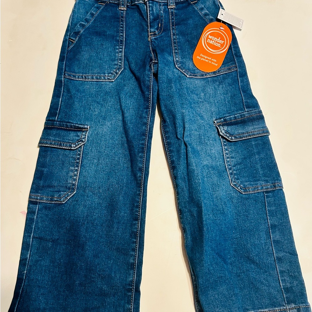 Wonder Nation Toddler Girl Blue Cargo Jeans Size 5